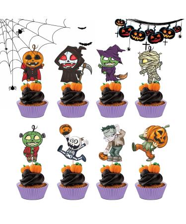 Halloween Cupcake Decorations - Picks Set Halloween Topper Pumpkin Cake Topper Pumpkin Cupcake Picks Fall Theme Cupcake Decorations for Baking Cups Phasz