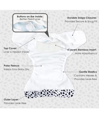 Wegreeco Washable Reusable Baby Cloth Pocket Diapers 5 Pack + 5 Bamboo Inserts - Animal Party Theme - Buy Online on GoSupps.com