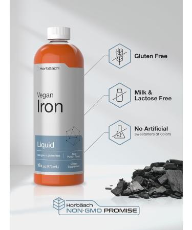 Horb ach Iron Supplement Liquid | 16 Fl Oz | Vegan & Vegetarian Formula | Non-GMO and Gluten Free - Buy Online on GoSupps.com