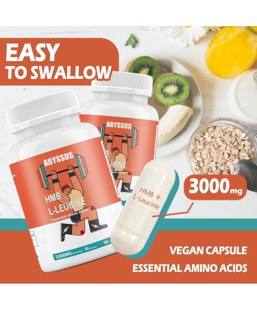 ABYSSUS Leucine Supplements L- Leucine and HMB 3000MG Capsules Supplement for Active Men and Women, 90 Vegan Counts - Buy Online on GoSupps.com