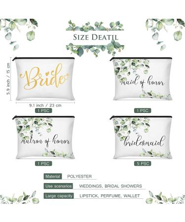 8-Piece Bridesmaids Makeup Bag Set | Wedding Bridal Cosmetic Canvas Bags | Matron of Honor Gift | Fresh Pattern | Ideal for Women at Wedding Parties - Buy Online on GoSupps.com