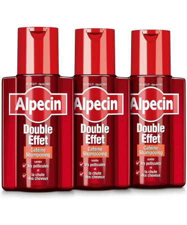 Alpecin Double Effet 3 x 200 ml Men's anti-dandruff shampoo | Anti-hair loss shampoo for men | Oily hair shampoo | Hair baldness treatment