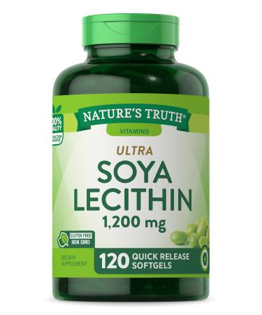 Ultra Soy Lecithin Capsules 1200 mg  120 Softgels  Non-GMO Gluten Free Supplement  by Natures Truth