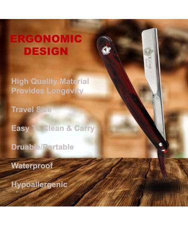 Krisp Beauty Classic Straight Edge Barber Razor - Professional Shavette for Close Shaving | Salon Quality Men's Beard Grooming with 10 Blades - Buy Online on GoSupps.com