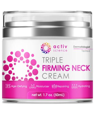 ActivScience Neck Firming Cream - Natural Anti-Aging Facial Moisturizer with Retinol Collagen & Hyaluronic Acid - Double Chin Reducer - Day & Night Anti-Wrinkle Cream - Firming, Hydrating Face Cream - 1.7Oz Original 1.7 Fl