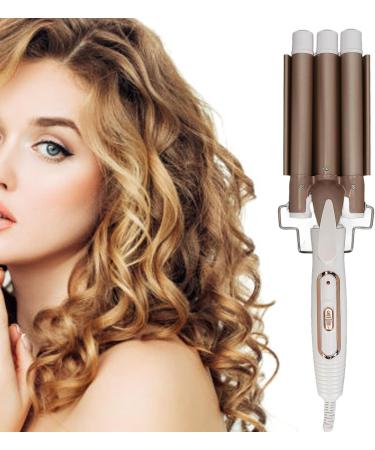 3 Barrel Curling Iron Wand - Gold Large Adjustable Temperature Hair Curler - Perfect for Salon Use (US Plug - Buy Online on GoSupps.com