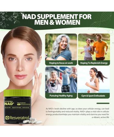 NAD+ Supplement NAD Nicotinamide Riboside Resveratrol Liposomal NAD - NMNH Supplement Alternative for Anti-Aging Mental Clarity & Cellular Energy 100 Capsules 100 Count (Pack of 1) - Buy Online on GoSupps.com