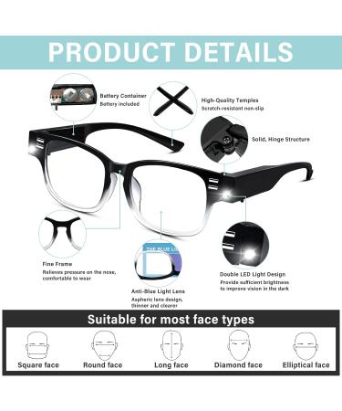 Shop LED Lighted Reading Glasses - Blue Light Blocking Magnifying Eyeglasses for Men & Women | +250 Magnification - Buy Online on GoSupps.com