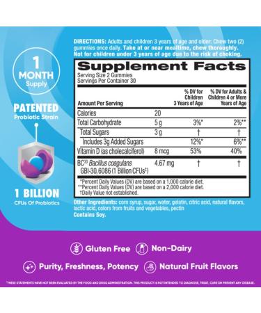 Digestive Advantage 3-in-1 Natural Fruit Flavors Probiotic Gummies for Women & Men Occasional Bloating, Minor Abdominal Discomfort & Gut Health, 60 Count Gummies (3 Pack) - Buy Online on GoSupps.com