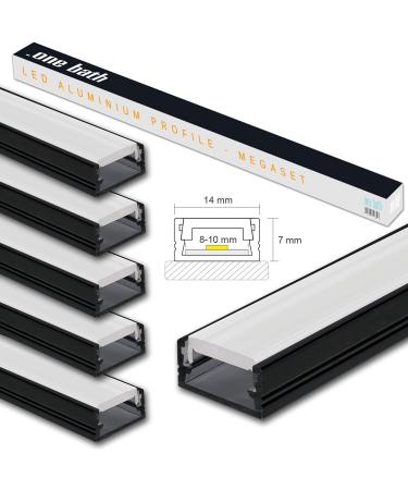 One-Bath 2m LED Aluminum Profile - 5x2m Black Satin LED Strip Light Bar - Surface Mount - Buy Online on GoSupps.com