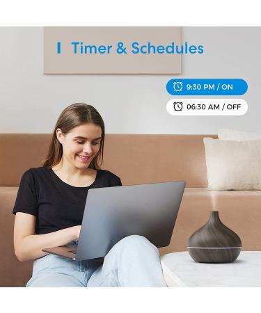 Meross Smart WiFi Essential Oil Diffuser - Apple HomeKit, Alexa & Google Home Compatible - Ultrasonic Aromatherapy & Mist Humidifier with Voice Control & RGB Light - Dark Wood Grain - Buy Online on GoSupps.com