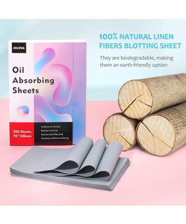 JOLVKA Bamboo Charcoal Oil Absorbing Sheets - 200 Sheets, Gentle Oil Control Blotting Paper for Clean Skin - 1 Pack - Buy Online on GoSupps.com