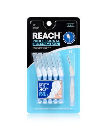 REACH Interdental Brush Tight 1.0mm | Removes up to 30% More Plaque | Special Designed for Gum Protection, PFAS Free | 10 Brushes 1 Pack