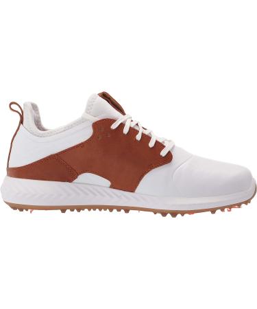 PUMA Men's Ignite Pwradapt Caged Crafted Golf Shoe 11.5 - White Leather/Brown/Gold - Buy Online on GoSupps.com