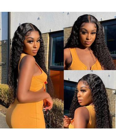 Kdmidun 13x4 HD Transparent Lace Front Deep Wave Wig 20 Brazilian Human Hair - Natural Black, 180% Density - Buy Online on GoSupps.com
