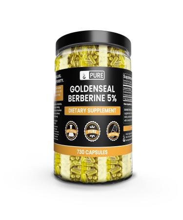 PURE ORIGINAL INGREDIENTS Goldenseal Berberine (730 Capsules) No Magnesium Or Rice Fillers Always Pure Lab Verified (730 Count) 730 Count (Pack of 1)