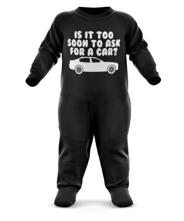 is It Too Soon to Ask for A Car Baby Grow - Funny Car Baby Romper - Christmas Car Birthday Babygrow Romper Suit - Newborn Baby One Piece - First Xmas 3-6 Months Black