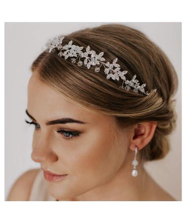 SWEETV Silver Rhinestone Wedding Headband Tiara Crystal Headpiece Bridal Hair Accessories for Bride Women - Buy Online on GoSupps.com