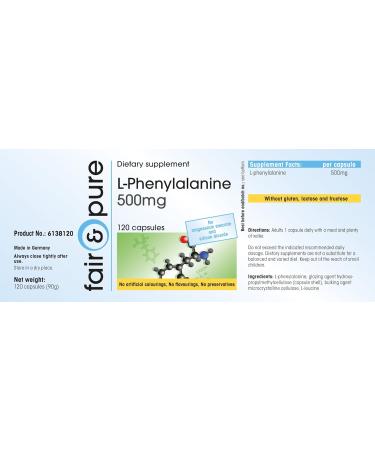 Fair & Pure - L-Phenylalanine 500mg - vegan - 120 capsules - Buy Online on GoSupps.com