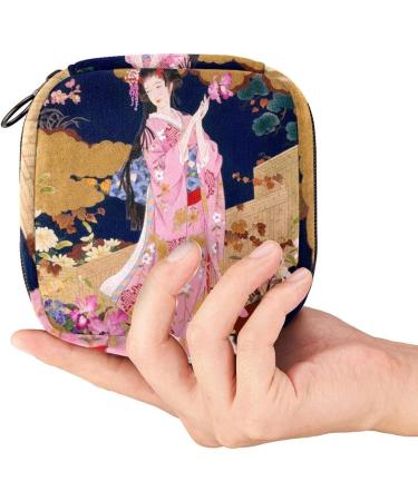 Japanese Geisha Menstruation Pad Bag with Zipper | Women's Tampon & Napkin Organizer | Stylish & Functional Collective Bag for Girls - Buy Online on GoSupps.com