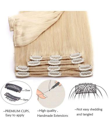 Clip In Real Hair Extensions - Double 8 Parts Heat Resistant Straight Light Blonde #613 (16/40cm 130g) - Shop Now! - Buy Online on GoSupps.com