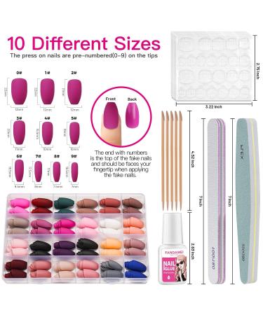 24 Packs 576PCS Matte Press on Nails Medium Length FANDAMEI - Full Cover Acrylic False Nails Kit with Nail Glue and File - Buy Online on GoSupps.com