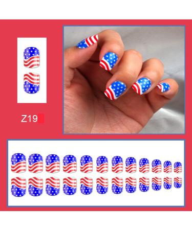4th of July Full Cover Coffin False Nails - Patriotic Designs, Glue On, Reusable - Buy Online on GoSupps.com