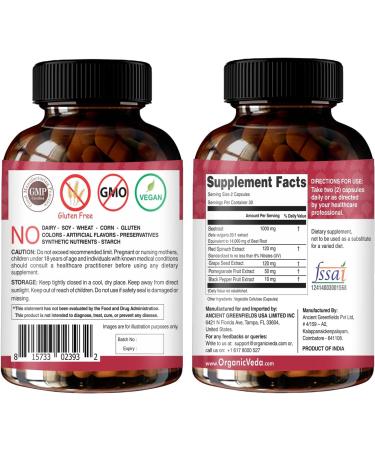 Buy Organic Veda Beet Root Triple Reds - 14000mg Nitric Oxide Supplement with Beetroot Pomegranate & Red Spinach | 60 Capsules for Enhanced Blood Flow & Energy - Buy Online on GoSupps.com