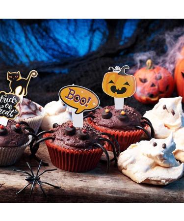 16Pcs Cake Toppers Halloween Cupcake Toppers Cake Insert Cards For Party Cake Decoration Halloween Cupcake Toppers - Buy Online on GoSupps.com