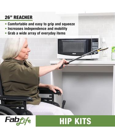 FabLife Hip Kit: Mobility Aid for Hip & Knee Surgery Recovery - Includes Reacher, Sponge, Sock & Shoe Aid - Buy Online on GoSupps.com