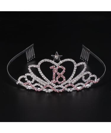 Frcolor 18th Birthday Crown Headband - Crystal Princess Crown Tiara with Hair Comb - Buy Online on GoSupps.com