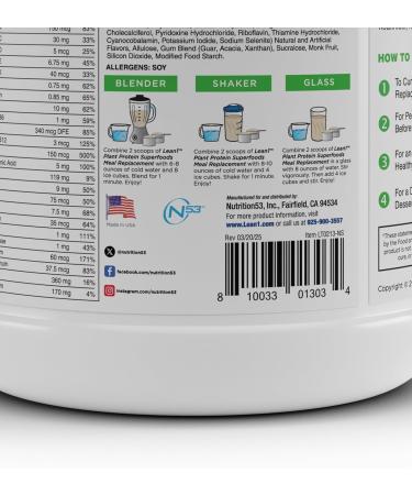 Lean1 Plant Based Protein Powder Meal Replacement Vanilla Flavor Clean Protein 15 Serving Plant Vanilla 27.36 Ounce (Pack of 1) - Buy Online on GoSupps.com