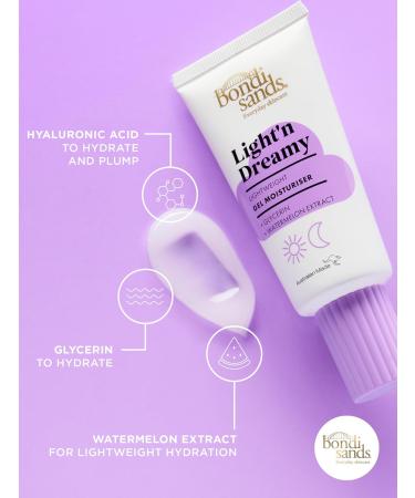Bondi Sands Light'n Dreamy Gel Moisturiser 50mL | Enriched with Hyaluronic Acid | Suitable for sensitive skin | Vegan + Cruelty Free | 50ml/1.69 FL Oz - Buy Online on GoSupps.com
