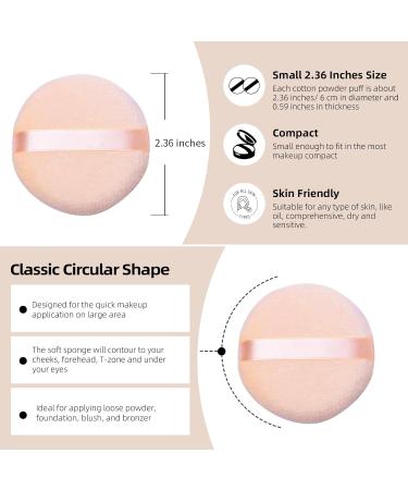 10 Pieces Pure Cotton Powder Puffs | Small 2.36 Inch Makeup Tool for Face & Body | Ideal for Loose & Setting Powder - Black & Beige - Buy Online on GoSupps.com