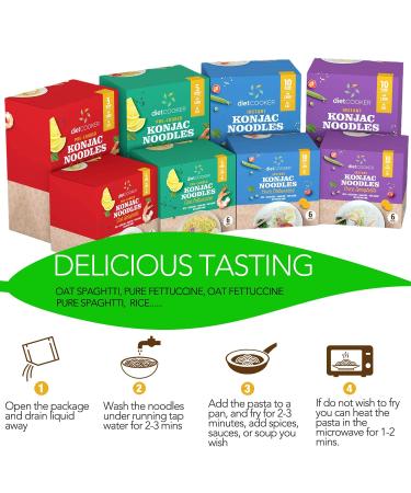 (Pack of 10) DIET COOKER Premium Konjac Noodles - Shirataki Fettuccine | Keto & Vegan Friendly - 9.52 oz | Low Calorie, Zero Net Carbs, Odor Free, Ready to Eat | Healthy Diet Food - Buy Online on GoSupps.com