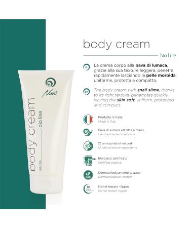 Nuvo Body Cream with Snail Mucus & Hyaluronic Acid - 200ml | Organic Nourishing & Moisturizing | 100% Made in Italy - Buy Online on GoSupps.com