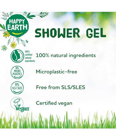  HAPPY EARTH Happy Earth Body Wash for Men and Women 100% Natural Ingredients & Vegan Cedar Lime 300ml - Buy Online on GoSupps.com