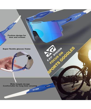 EXP VISION Polarized UV 400 Cycling Sports Sunglasses - Blue - Buy Online on GoSupps.com