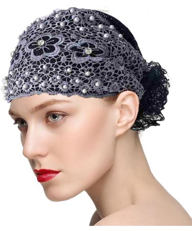 Yapetnck Lace Hairband - Elastic Dressy Women Headbands - Pearl Lace Stretch Headbands Cloth Elegant Headband Women Hair Accessories Gray - Buy Online on GoSupps.com