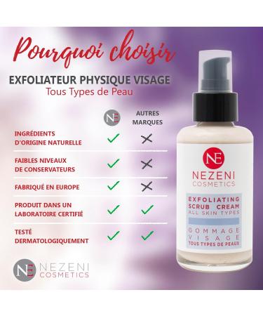 Nezeni Physical Facial Scrub for Normal Oily and Combination Skin 100 ml | Exfoliates Cleanses and Reactivates Circulation | 11 Active Ingredients | Vegan | LOW IN PRESERVATIVES - Buy Online on GoSupps.com