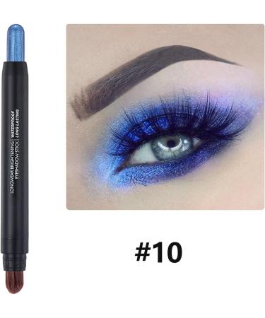 Cream Eyeshadow Stick - No Crease Glitter Shimmer Blue Purple Eye shadow Stick with Soft Brush Rotatable Eye Brightener Pencil Crayon Long Lasting Waterproof Metallic Eye Makeup Pen for Women-#10 10# - Buy Online on GoSupps.com