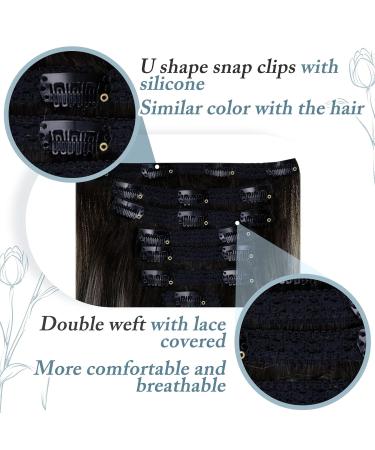 Runature Clip-In Extensions - 30cm Ombre Black Silver Real Hair - 80g 7pcs - Smooth & Natural #1b/Silver/1b - Buy Online on GoSupps.com