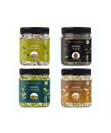 Spices Origin Premium Seeds Combo | Watermelon Seeds 250 Gm | Chia Seeds 250 Gm | Pumpkin Seeds | Sunflower Seeds 250 Gm | Immunity Combo_Packing May Vary