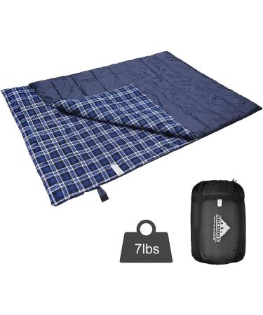 Cotton Flannel Double Sleeping Bag for Camping, Backpacking, or Hiking - Queen Size 2 Person Waterproof Sleeping Bag for Adults or Teens - Lightweight & Waterproof - Blue - Buy Online on GoSupps.com