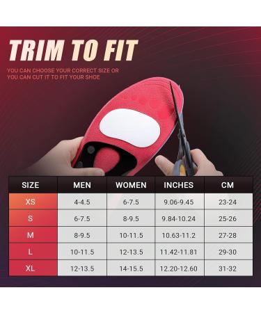 PCSSole High Arch Support Insoles - Orthopedic Shoe Inserts for Flat Feet & Plantar Fasciitis - Men & Women (6-9) - Red 26cm - Buy Online on GoSupps.com