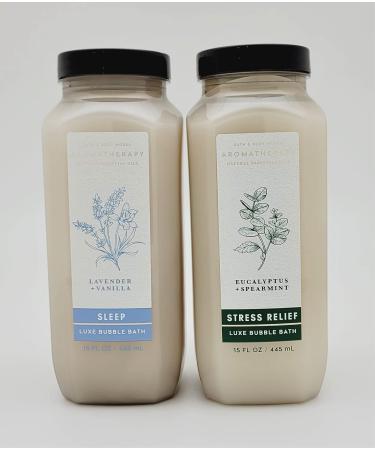Bath & Body Works Aromatherapy Luxe Bubble Bath Bundle - Lavender Vanilla & Eucalyptus Spearmint - 2 pc Set - 15 fl oz Each - Buy Online on GoSupps.com