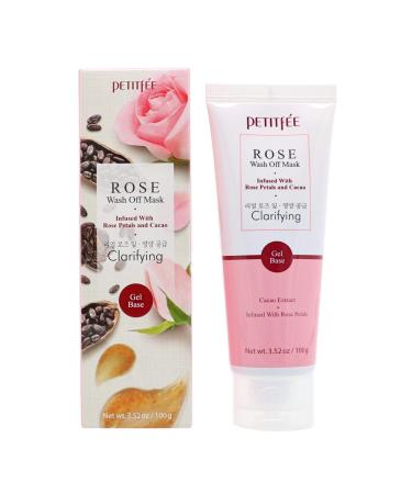 Petitfee Rose Wash Off Mask with Antioxidants Vitamins and Rose Extracts that Boosts Collagen Production - Can Reduce the Appearance of Dark Spots to Maintain Youthful Skin 3.52 oz