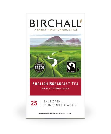 Birchall English Breakfast Tea Bags English Tea Bursting with Full Flavour Perfect Vegan Gifts 25 Enveloped Plant-Based Tea Bags English Breakfast 25 Count (Pack of 1)