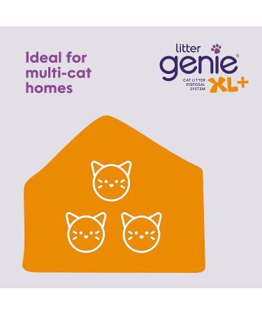 Litter Genie XL+ Pail Ideal for multi cat homes - Includes one Jumbo 24ft cat Litter Bags Refill Scoop and Scoop Holder - Buy Online on GoSupps.com