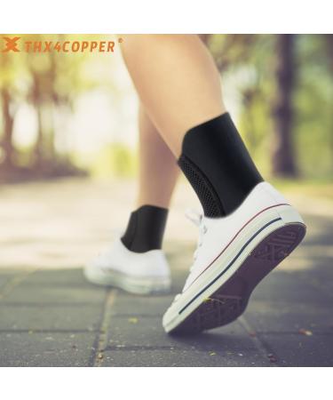 Buy THX4Copper Ankle Bandage - Breathable Compression Socks for Plantar Fasciitis & Sports - XL Black (1 Pair) - Buy Online on GoSupps.com